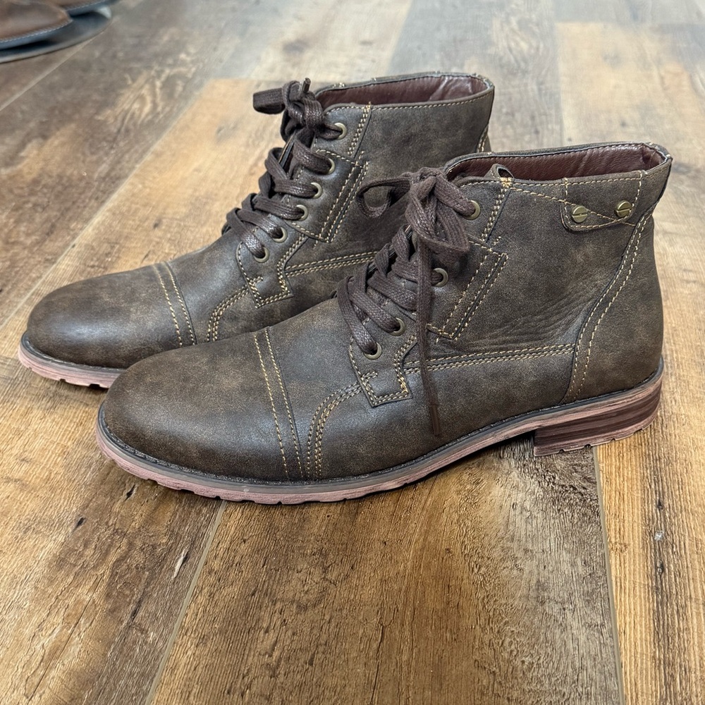 Polar Fox Ronny Work Lace Up Motorcycle Combat Boots, Size 8